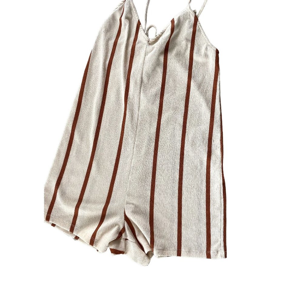 Trafaluc By Zara Woman's Small beige & Brown Striped romper